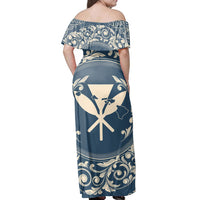 Hawaii Couple Outfits Matching Dress and Hawaiian Shirt Hawaii Map Classic Floral Blue RLT14 - Polynesian Pride