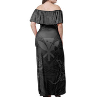 Matching Dress and Hawaiian Shirt Polynesian Turtle Hammerhead Shark Ray Kanaka Hawaii Circle Grey RLT14 - Polynesian Pride