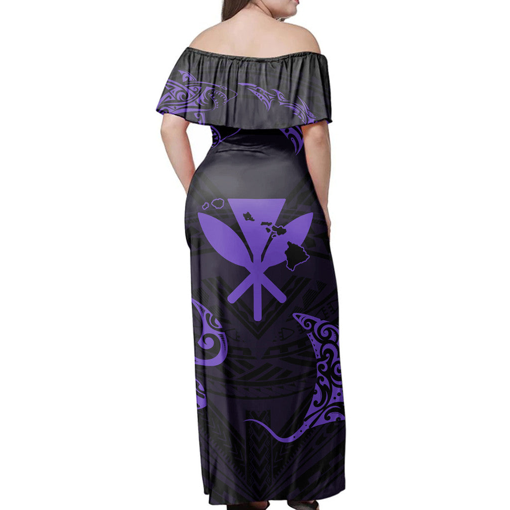 Hawaii Couple Outfits Matching Dress and Hawaiian Shirt Polynesian Turtle Hammerhead Shark Ray Kanaka Hawaii Circle Purple RLT14 - Polynesian Pride