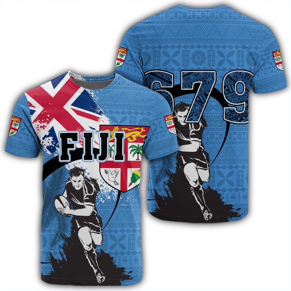 Polynesian Pride T Shirt Fiji T Shirt Rugby Tapa Pattern Spoto Style Unisex Blue - Polynesian Pride