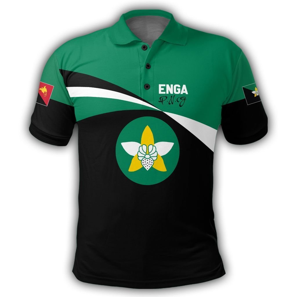 Polynesian Pride Apparel Enga Polo Shirt PNG Flag Style Unisex Black - Polynesian Pride