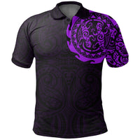 Polynesian Pride Apparel Maori Tangaroa Tattoo New Zealand Polo Shirt Purple Black - Polynesian Pride