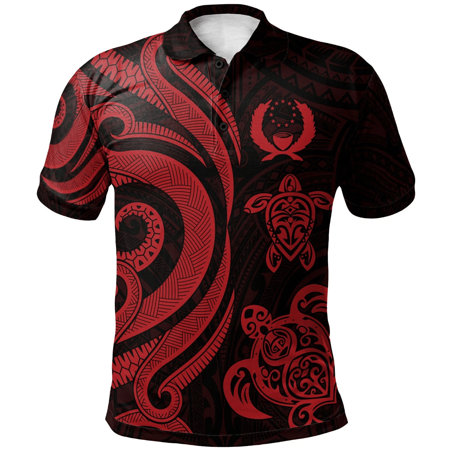 Polynesian Pride Apparel Pohnpei Polynesian Polo Shirt Red Tentacle Turtle Unisex Red - Polynesian Pride