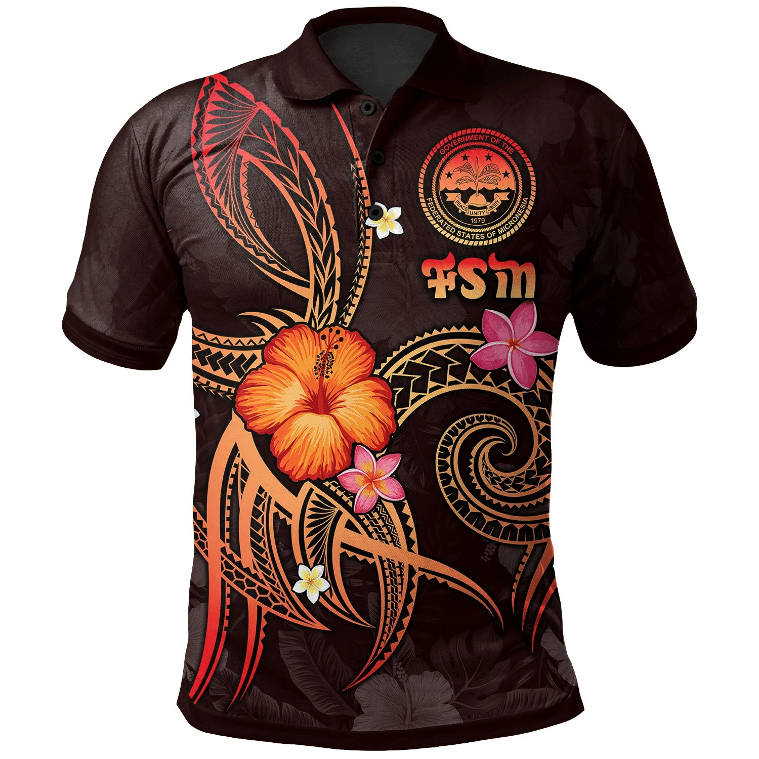 Polynesian Pride Apparel Federated States of Micronesia Polynesian Polo Shirt Legend of FSM (Red) Unisex Red - Polynesian Pride
