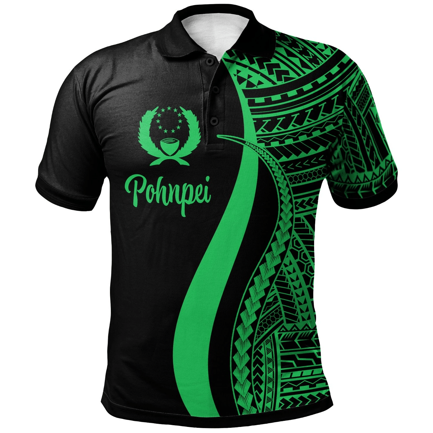 Polynesian Pride Apparel Pohnpei Polo Shirt Green Polynesian Tentacle Tribal Pattern Unisex Green - Polynesian Pride