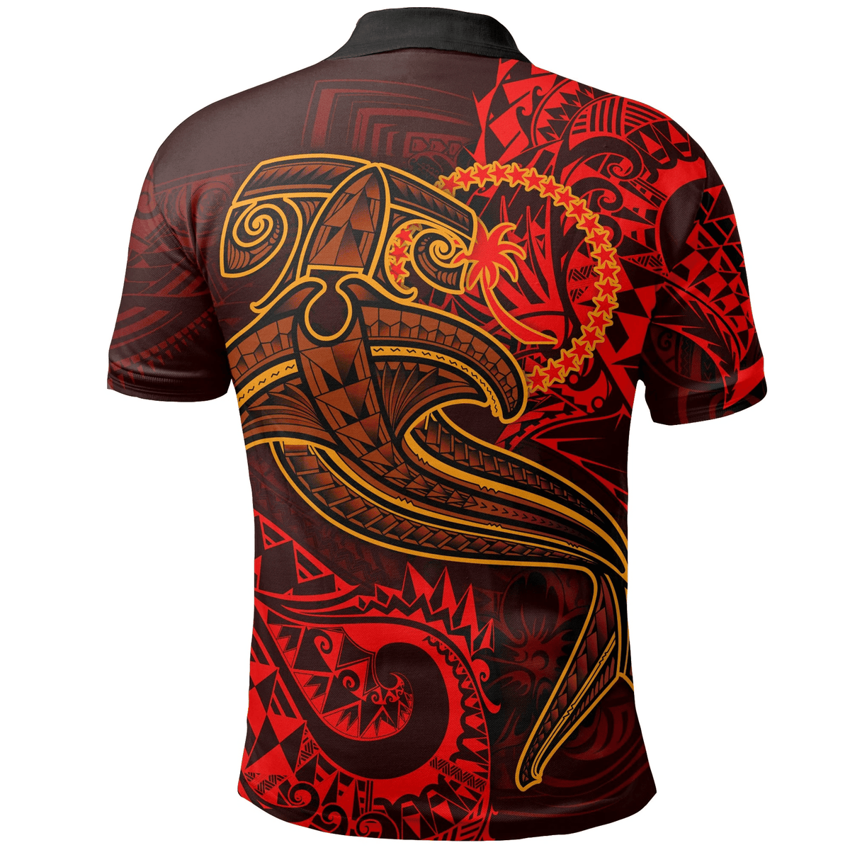 Polynesian Pride Apparel Chuuk Polo Shirt Red Shark Polynesian Tattoo - Polynesian Pride