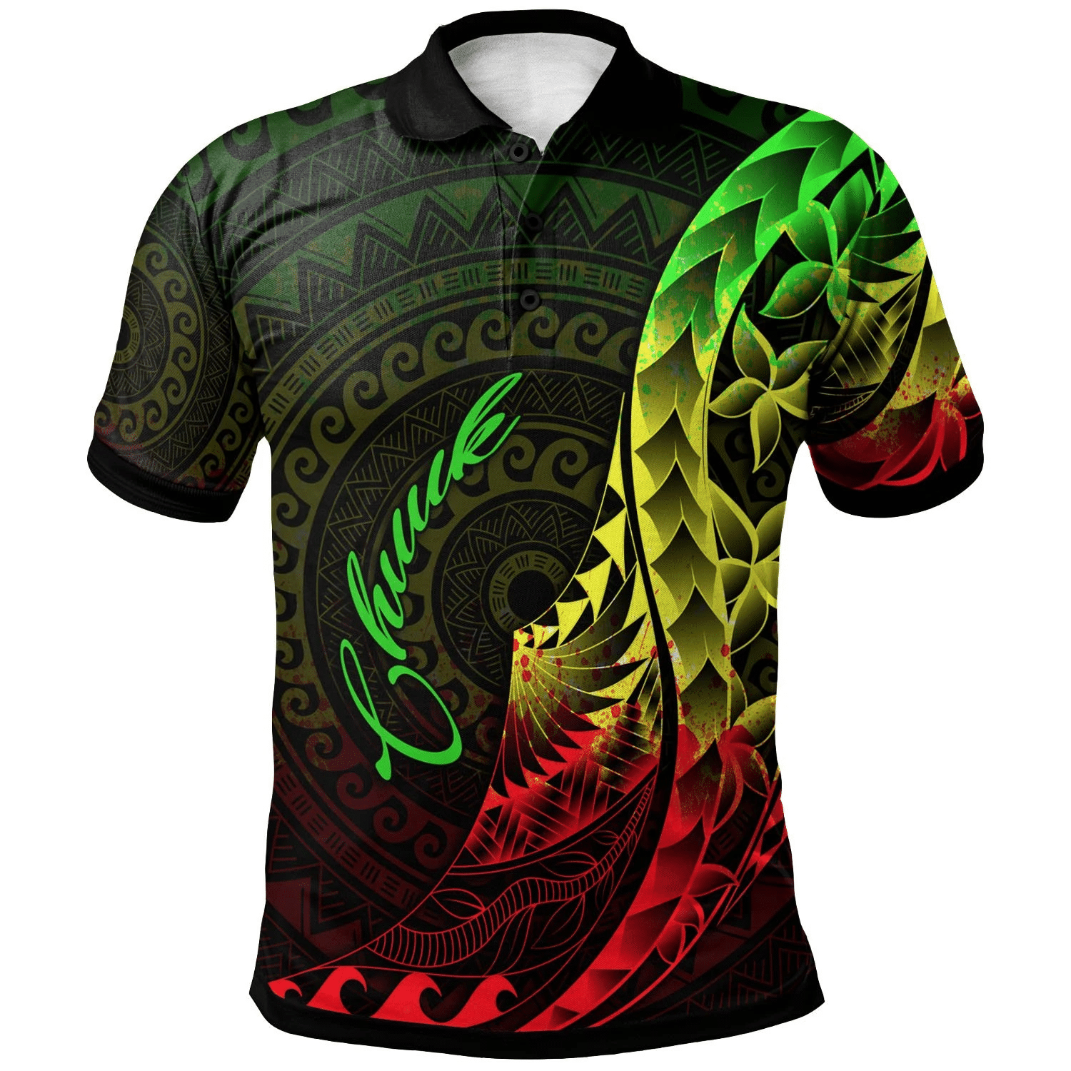 Polynesian Pride Apparel Chuuk Polo Shirt Polynesian Pattern Style Reggae Color Unisex Reggae - Polynesian Pride