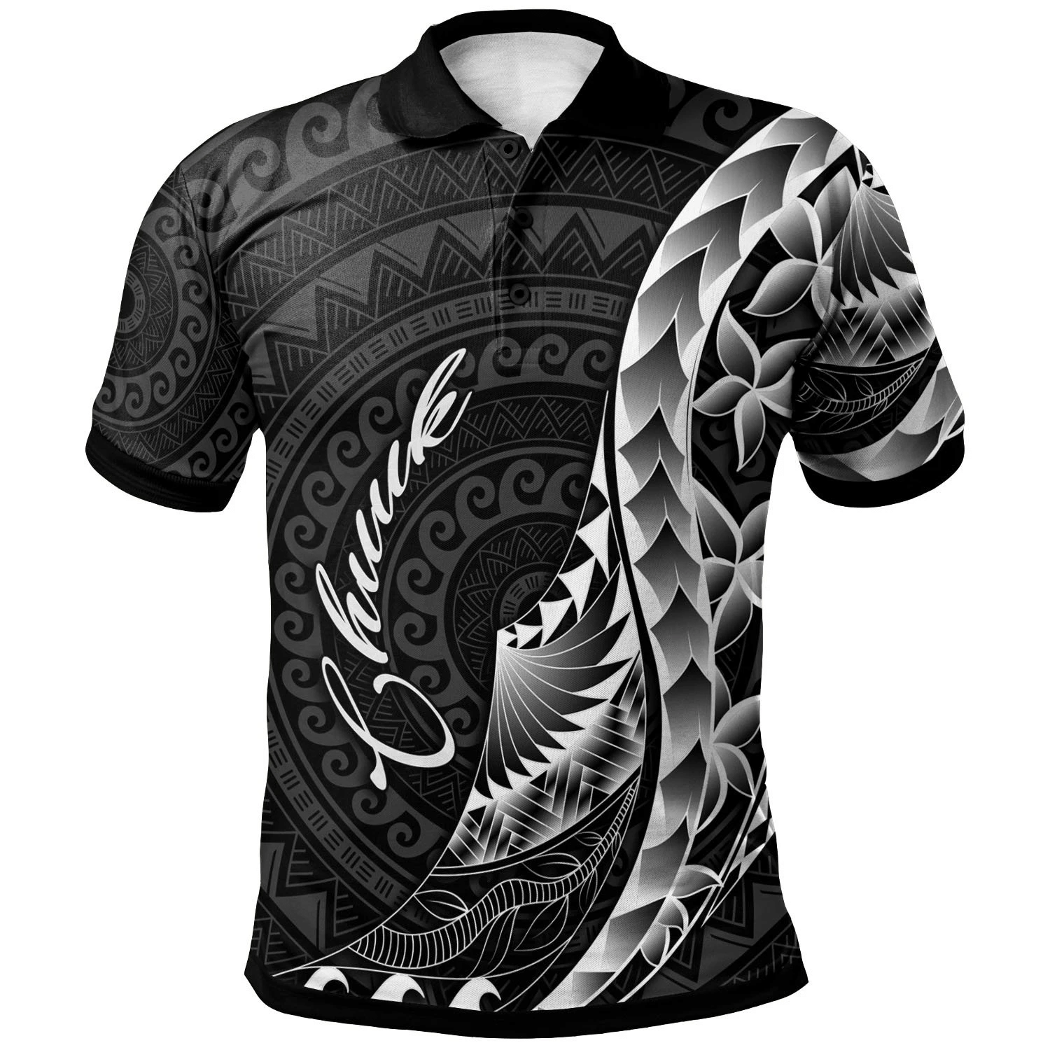 Polynesian Pride Apparel Chuuk Polo Shirt Polynesian Pattern Style Unisex Black - Polynesian Pride