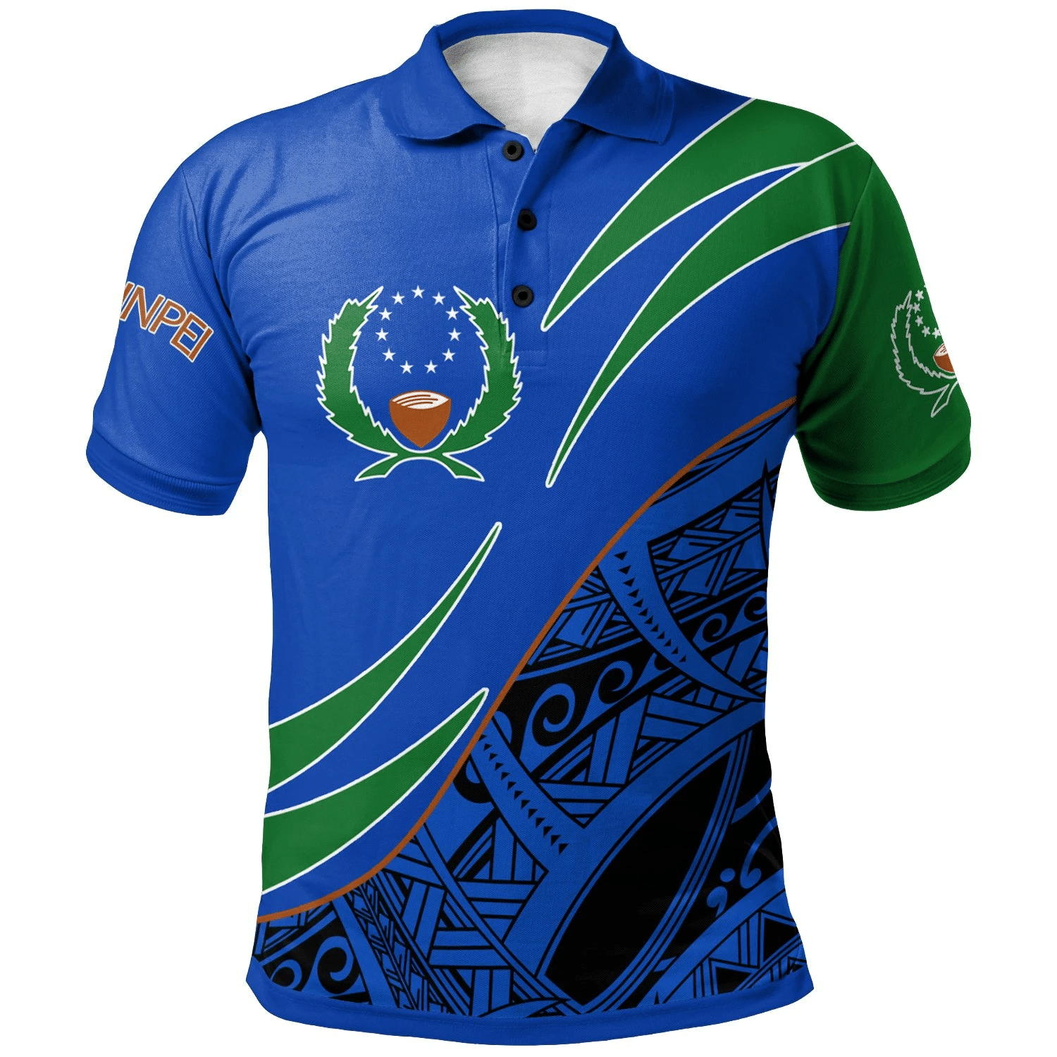Polynesian Pride Apparel Pohnpei Polo Shirt Symmetrical Lines Unisex Blue - Polynesian Pride