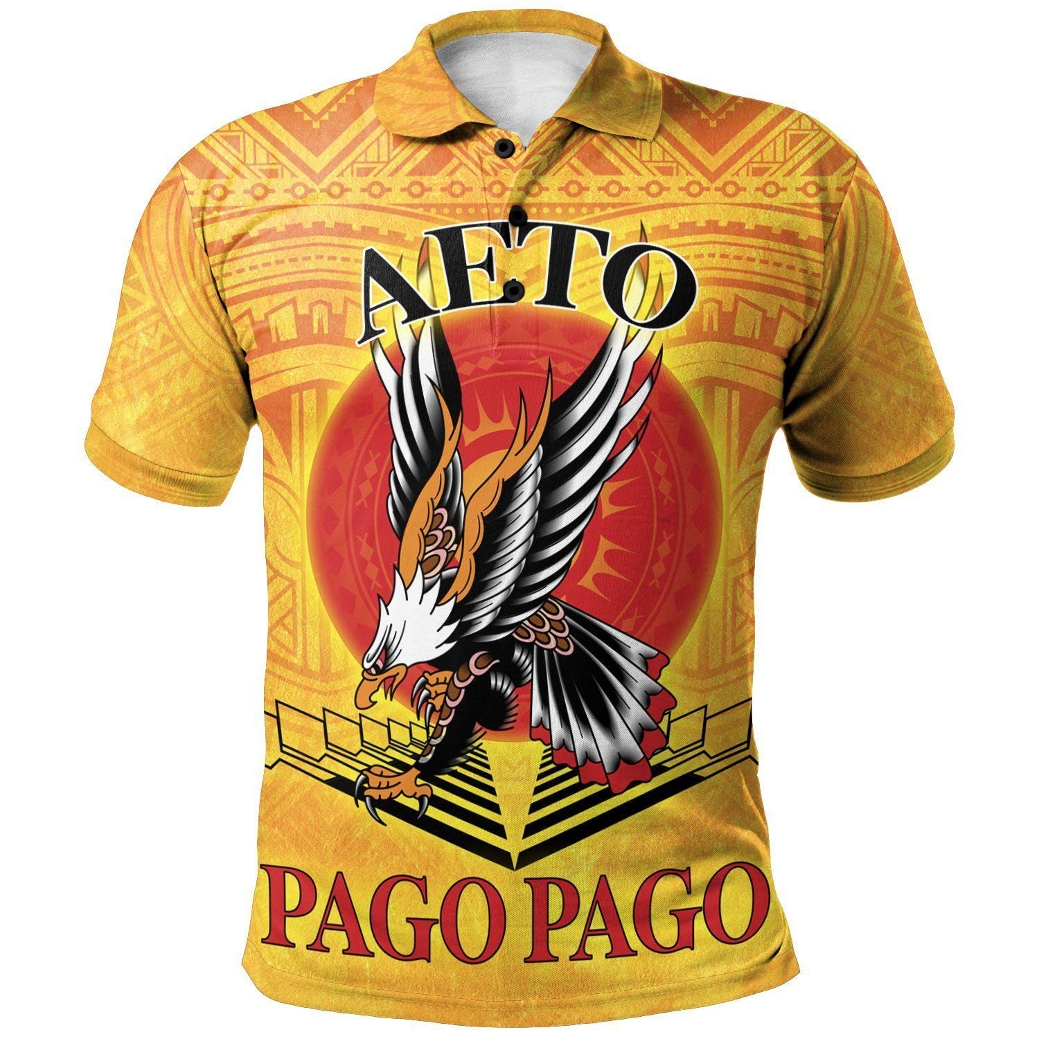 Polynesian Pride Apparel American Samoa Polo Shirt Pago Pago Aeto (Ver 2) Unisex Black - Polynesian Pride