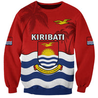Ribaberiki Kiribati Coat Of Arms Mix Palm Trees Sweatshirt LT14 Unisex Red - Polynesian Pride