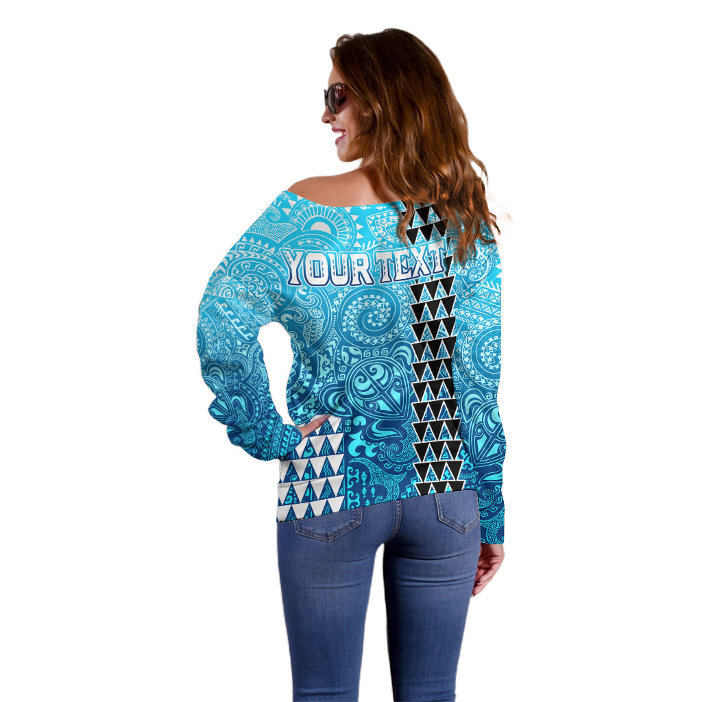 (Custom Personalised) Hawaii Tribal Kakau Off Shoulder Sweater LT9 - Polynesian Pride