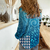 (Custom Personalised) Hawaii Tribal Kakau Women Casual Shirt LT9 - Polynesian Pride