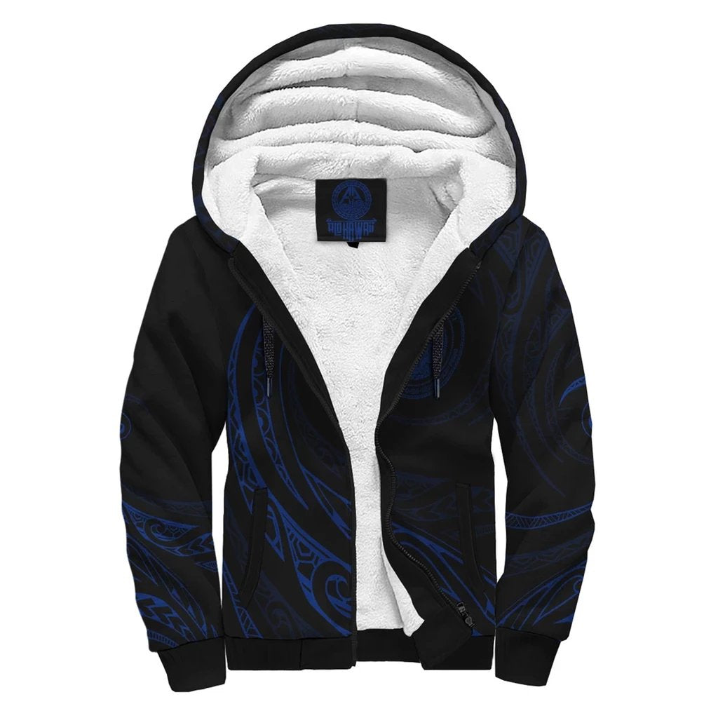 Hawaii Sherpa Hoodie - Frida Style - Blue Black - Polynesian Pride