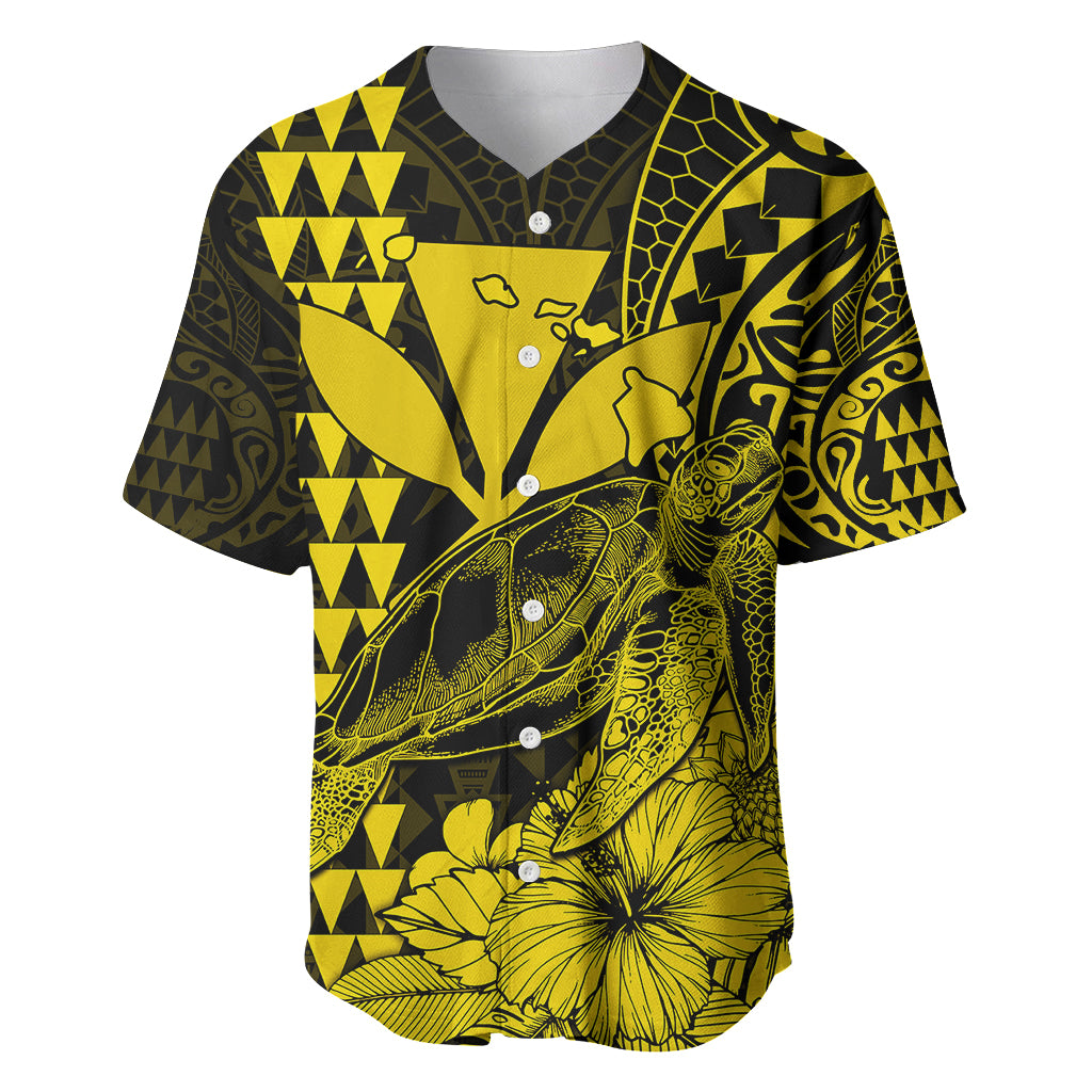 (Custom Personalised) Kakau Polynesian Tribal Hawaiian Turtle with Kanaka Maoli Yellow Baseball Jersey LT9 - Polynesian Pride