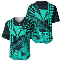 (Custom Personalised) Kakau Polynesian Tribal Hawaiian Turtle with Kanaka Maoli Turquoise Baseball Jersey LT9 Turquoise - Polynesian Pride