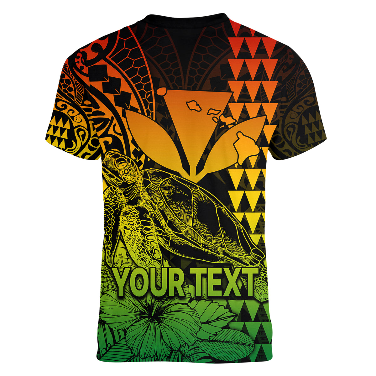 (Custom Personalised) Kakau Polynesian Tribal Hawaiian Turtle with Kanaka Maoli Reggae Women V Neck T Shirt LT9 - Polynesian Pride