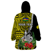 (Custom Personalised) New Caledonia Polynesian Coat Of Arms Mix Tropical Flowers Wearable Blanket Hoodie LT14 - Polynesian Pride