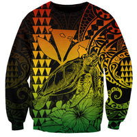 Kakau Polynesian Tribal Hawaiian Turtle with Kanaka Maoli Reggae Sweatshirt LT9 Unisex Reggae - Polynesian Pride