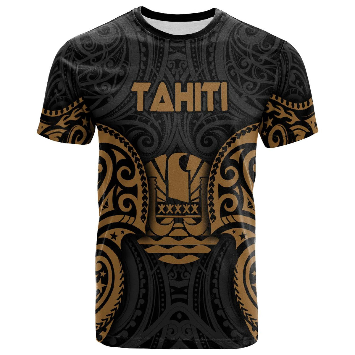 Tahiti Polynesian T Shirt Tahitian Spirit Gold Unisex Gold - Polynesian Pride