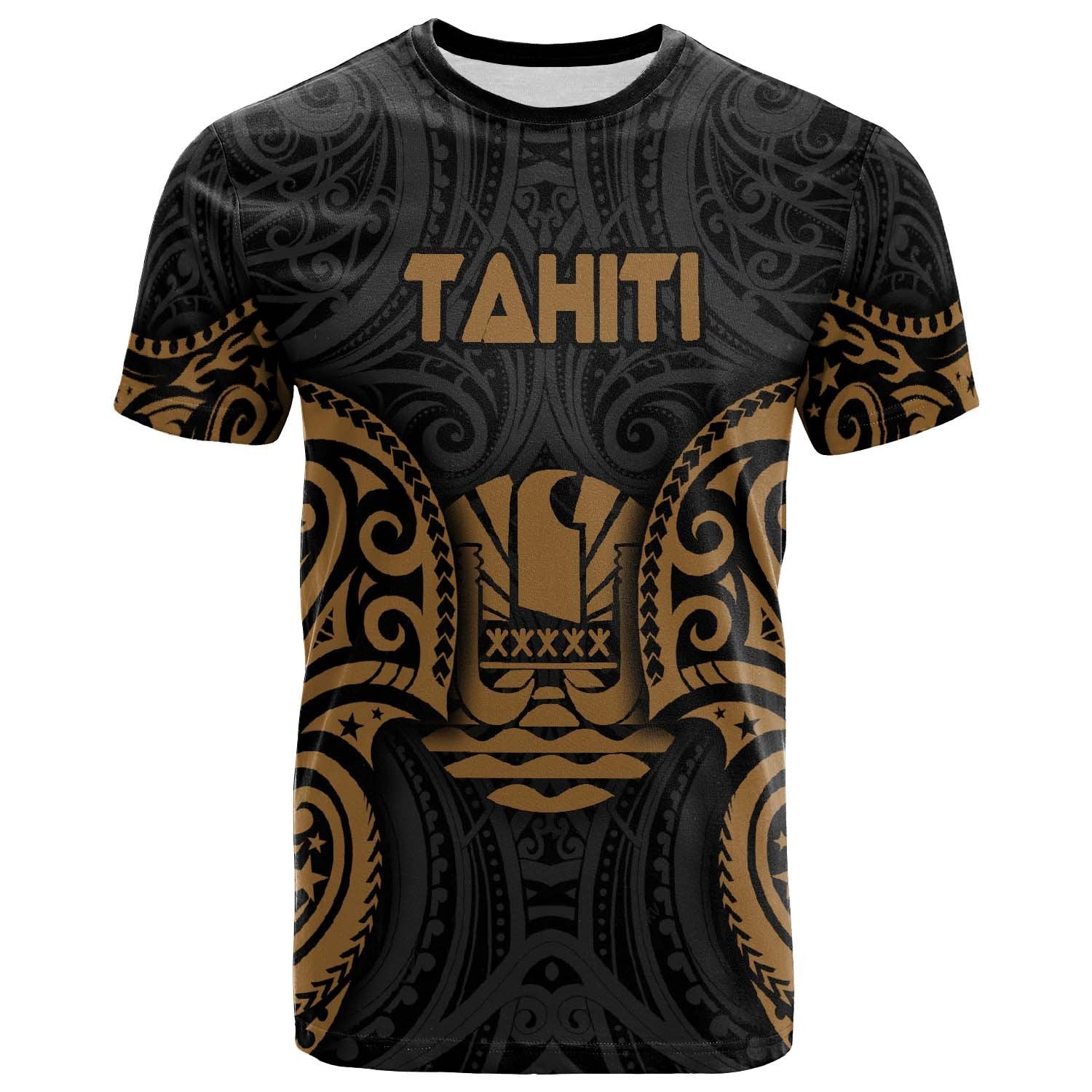 Tahiti Polynesian T Shirt Tahitian Spirit Gold Unisex Gold - Polynesian Pride