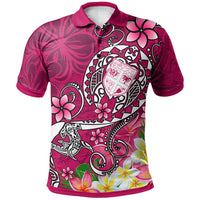 Fiji Polo Shirt Turtle Plumeria (Pink) Unisex Pink - Polynesian Pride