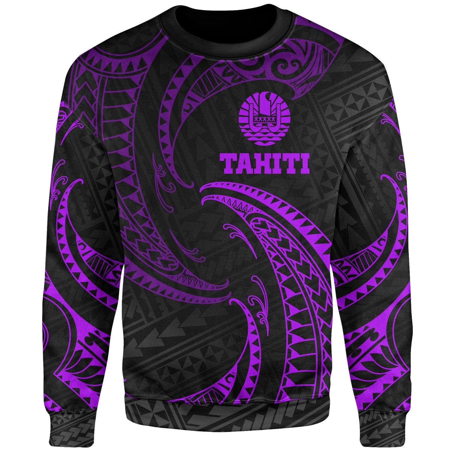 Tahiti Polynesian Sweater - Purple Tribal Wave Unisex Purple - Polynesian Pride