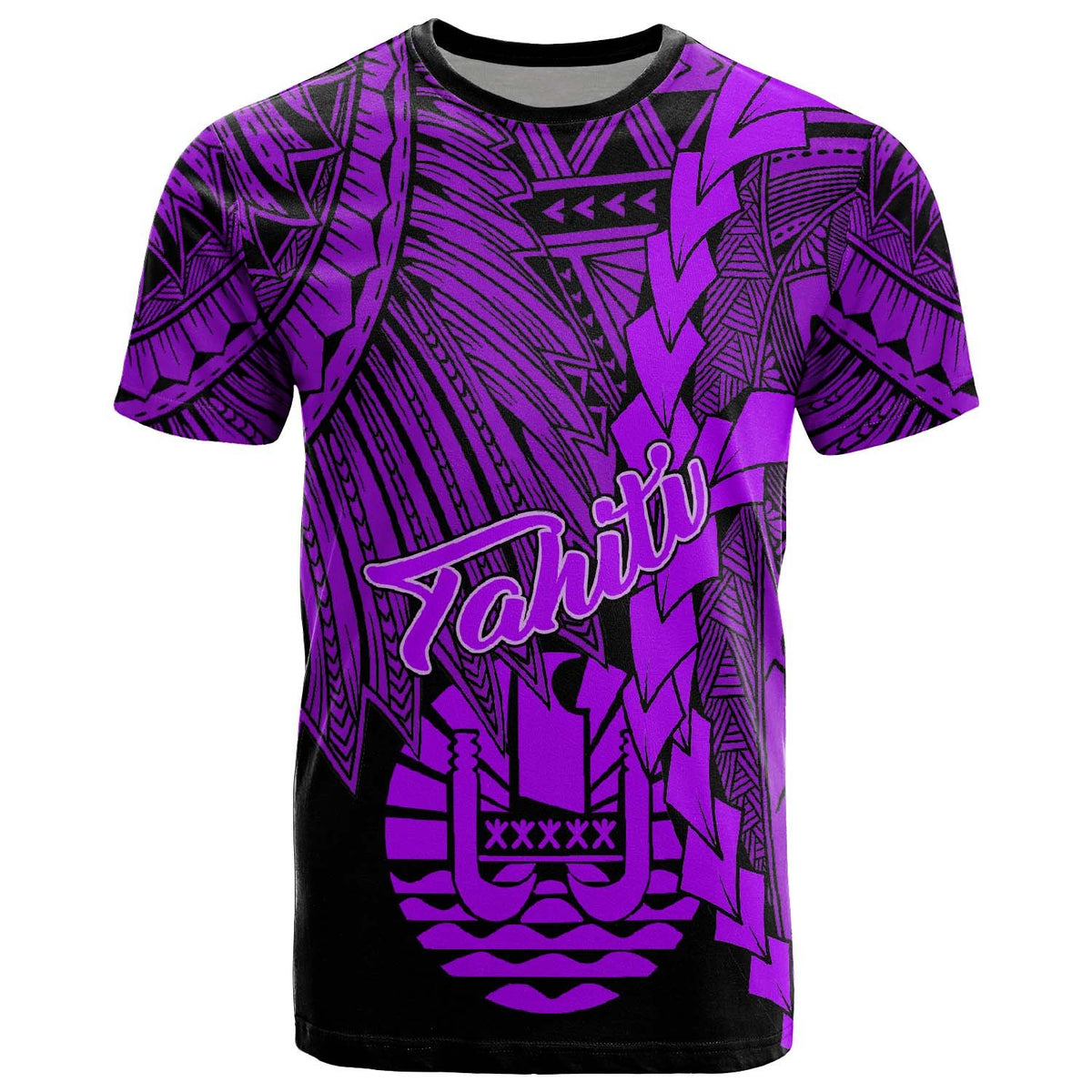Tahiti Polynesian T Shirt Tribal Wave Tattoo Purple Unisex Purple - Polynesian Pride