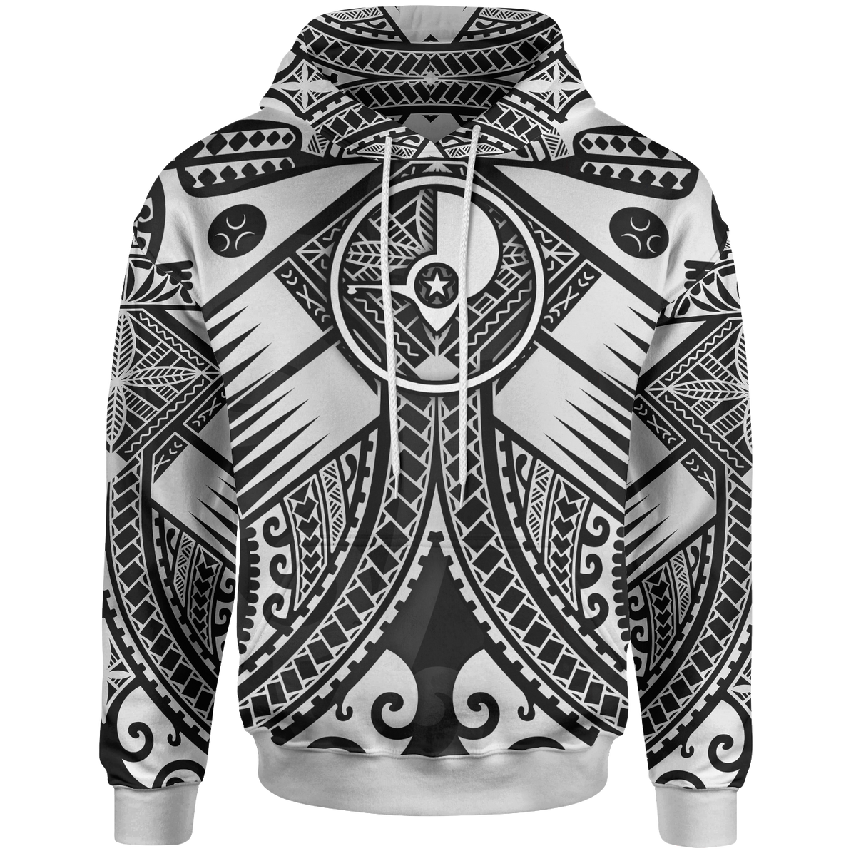 YAP Hoodie White Seal with Polynesian Tattoo Unisex White - Polynesian Pride