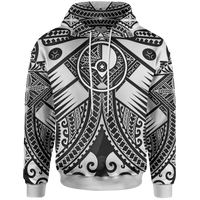 YAP Hoodie White Seal with Polynesian Tattoo Unisex White - Polynesian Pride