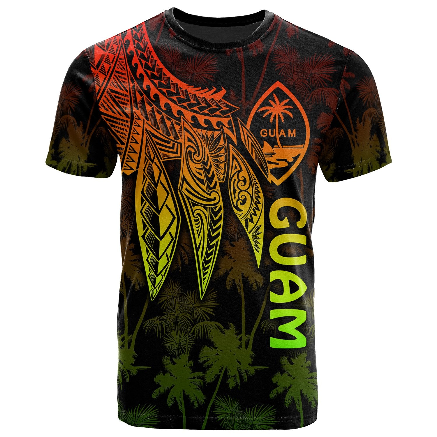 Guam T Shirt Polynesian Wings (Reggae) Unisex Reggae - Polynesian Pride