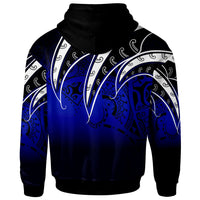 Tahiti Zip Hoodie Tropical Leaf Gradient Blue Style - Polynesian Pride