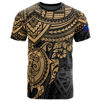 Guam T Shirt Guam Flag Polynesian Golden Turtle Hibiscus Unisex BROWN - Polynesian Pride