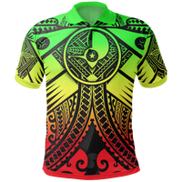 YAP Polo Shirt Reggage Seal with Polynesian Tattoo Unisex Blue - Polynesian Pride