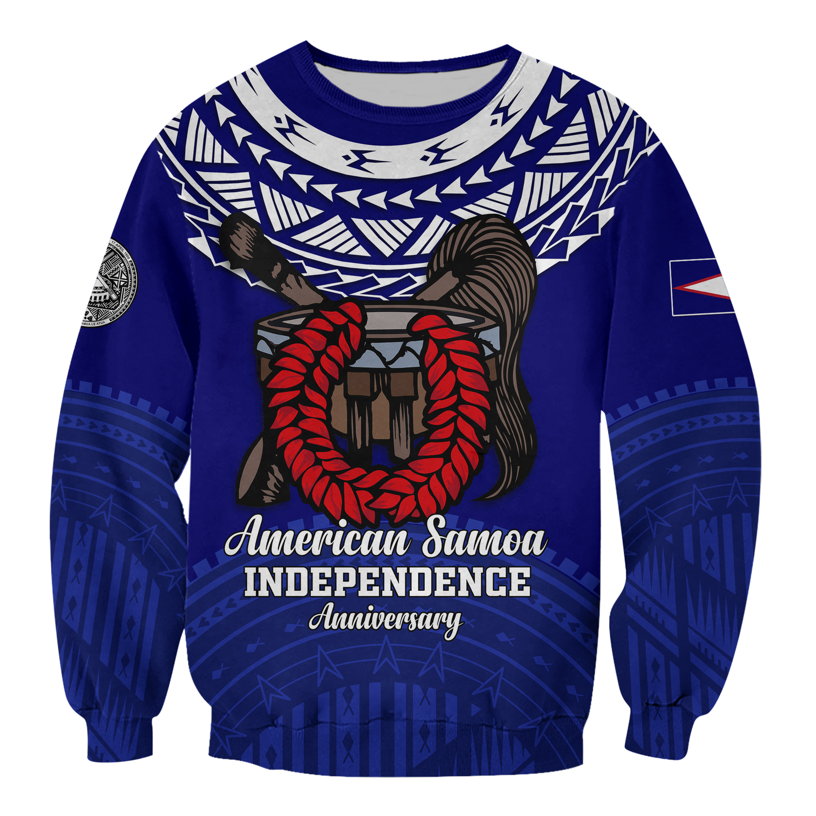 Custom American Samoa Independence Anniversary Pride Sweatshirt - LT12 Unisex Blue - Polynesian Pride