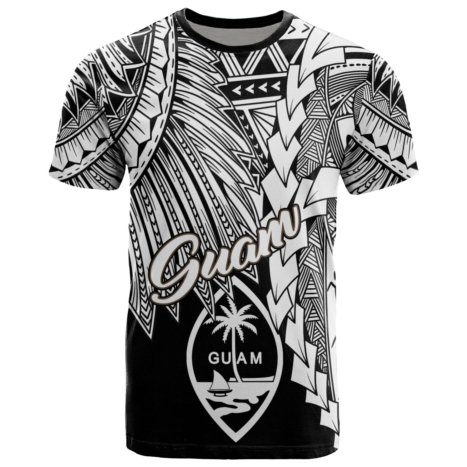 Guam Polynesian T Shirt Tribal Wave Tattoo White Unisex White - Polynesian Pride