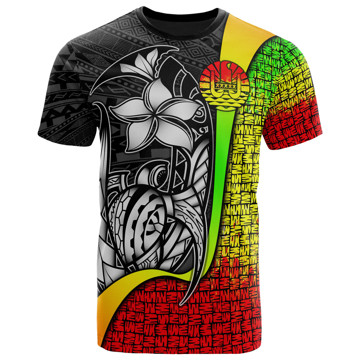 Tahiti Polynesian T Shirt Reggae Turtle with Hook Unisex Reggae - Polynesian Pride