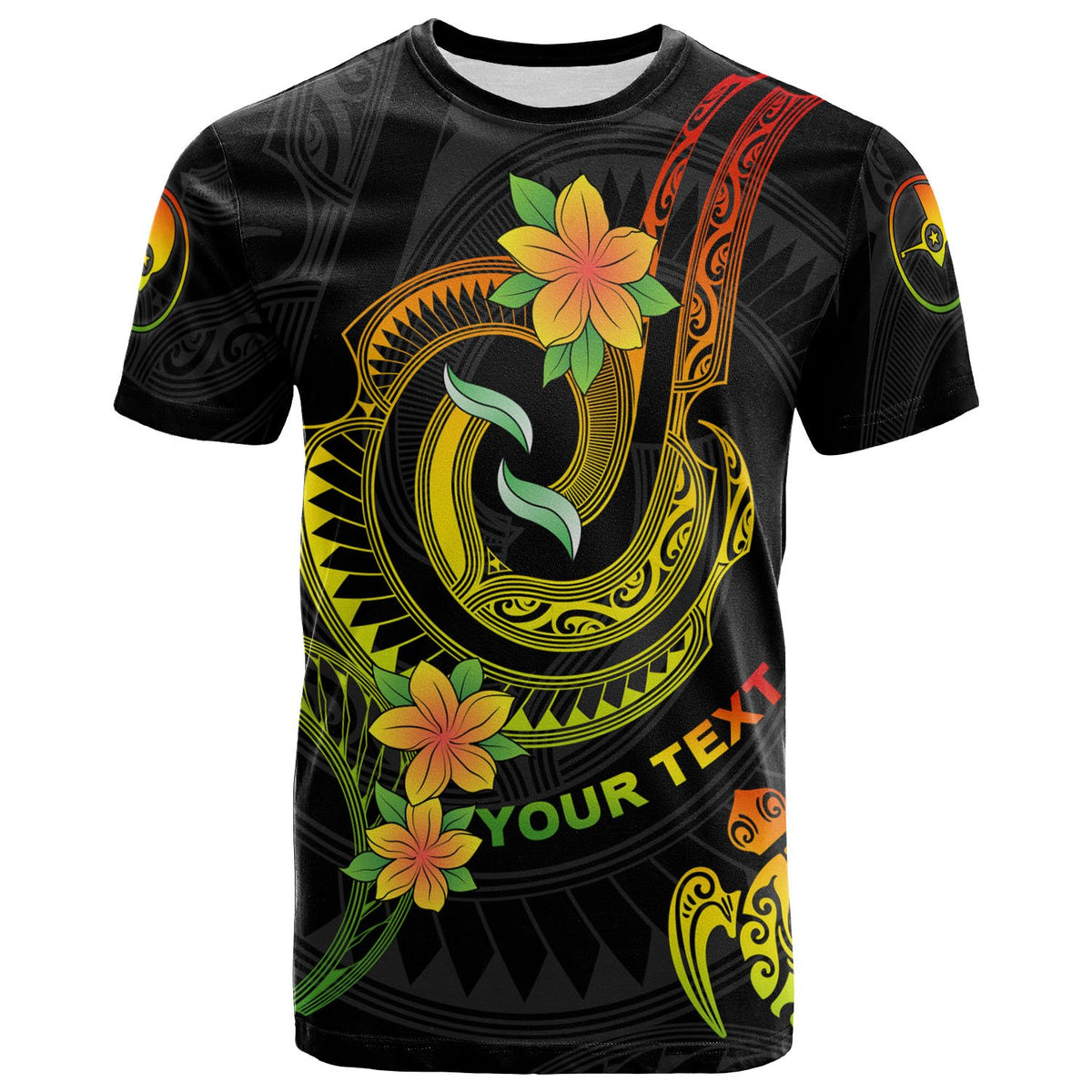 Yap Custom T Shirt Reggae Plumeria Flowers with Spiral Patterns Unisex Art - Polynesian Pride