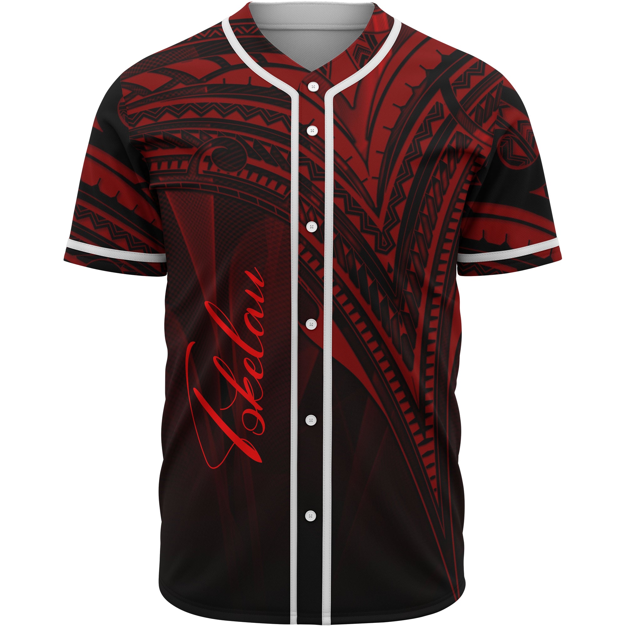 Tokelau Baseball Shirt - Red Color Cross Style Unisex Black - Polynesian Pride