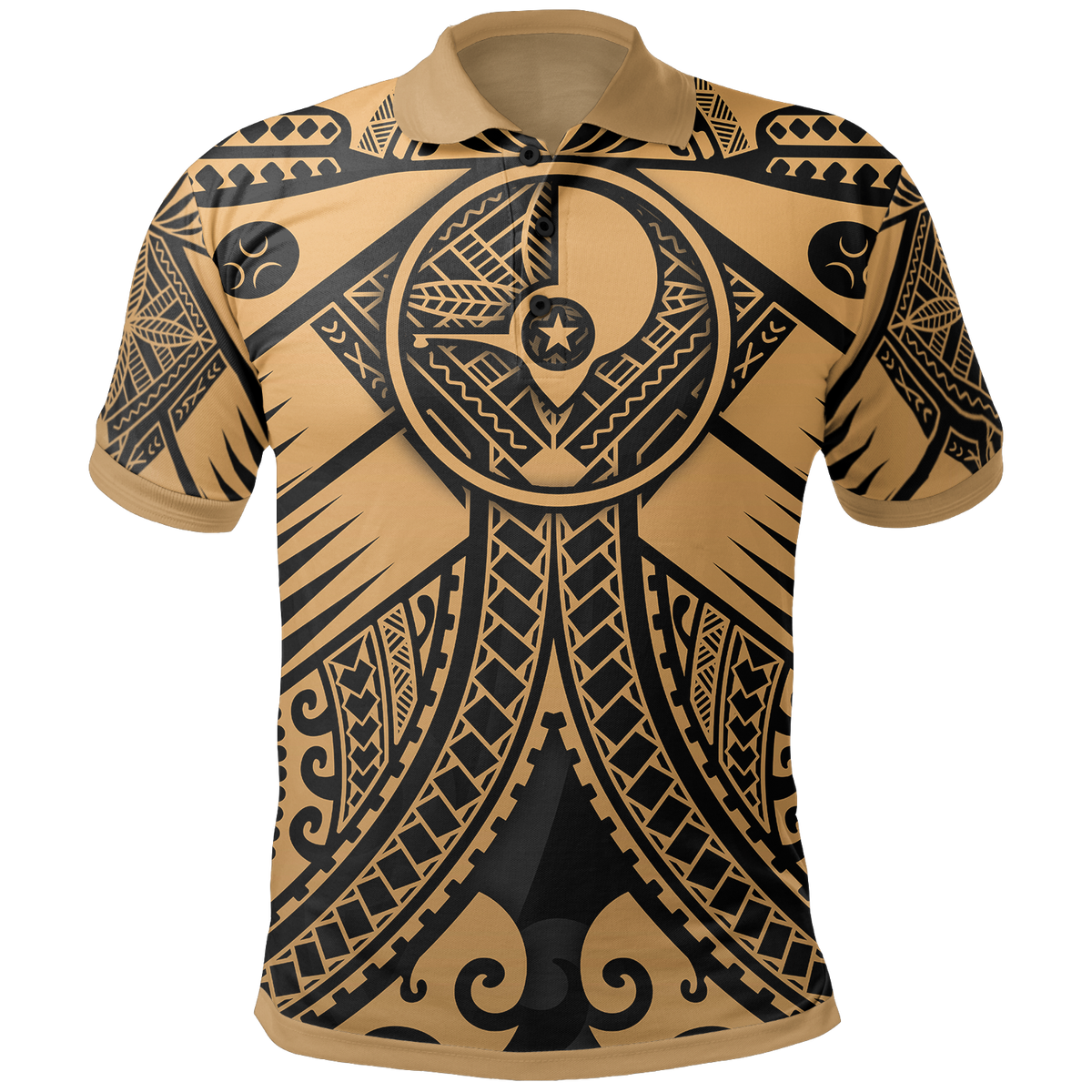 YAP Polo Shirt Gold Seal with Polynesian Tattoo Unisex Gold - Polynesian Pride