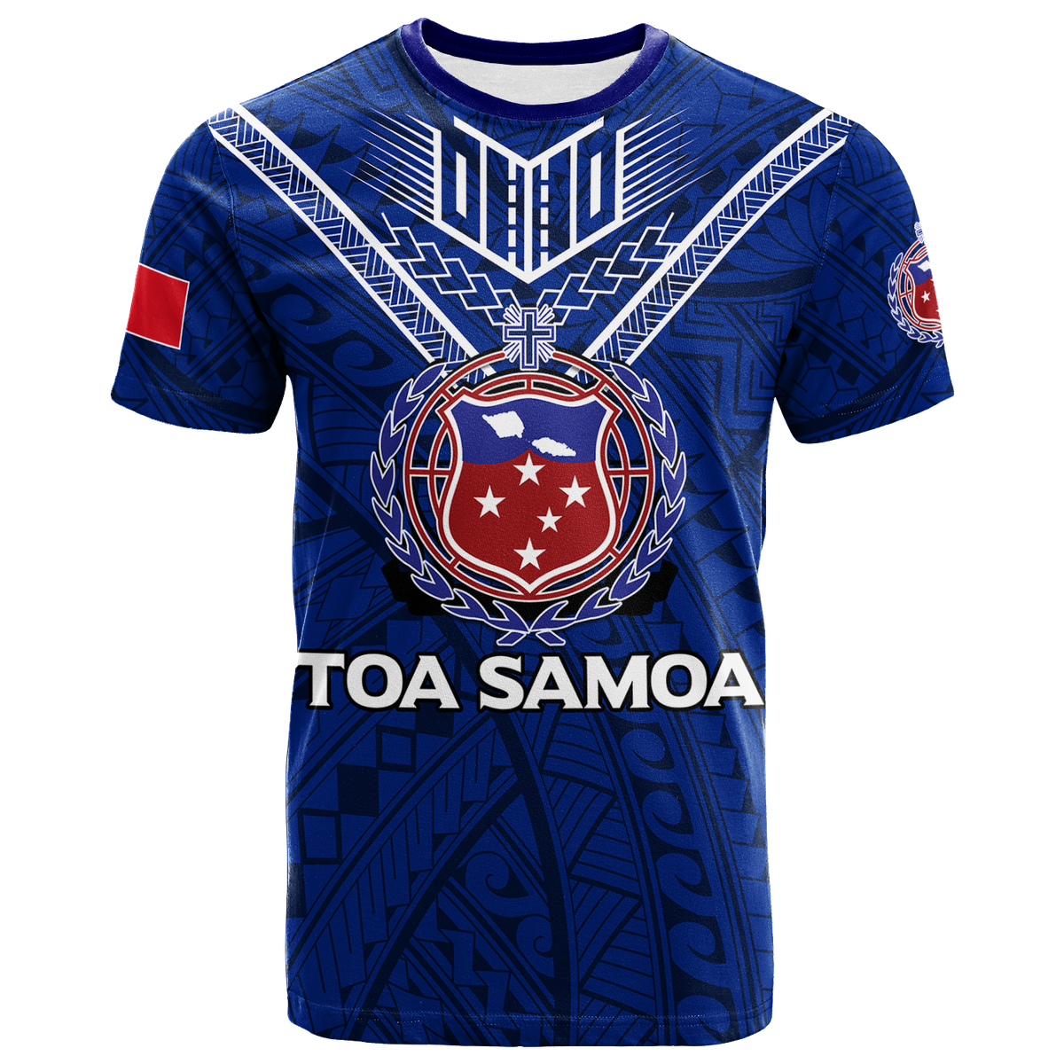Custom Toa Samoa Rugby T Shirt Samoan Warrior Pride LT12 Blue - Polynesian Pride