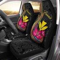 Hawaii Polynesian Fish Hook Hibiscus Car seat Covers - LT12 Set of 2 Universal Fit Black - Polynesian Pride