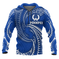 Pohnpei Micronesia Hoodie Blue Tribal Wave Unisex Blue - Polynesian Pride