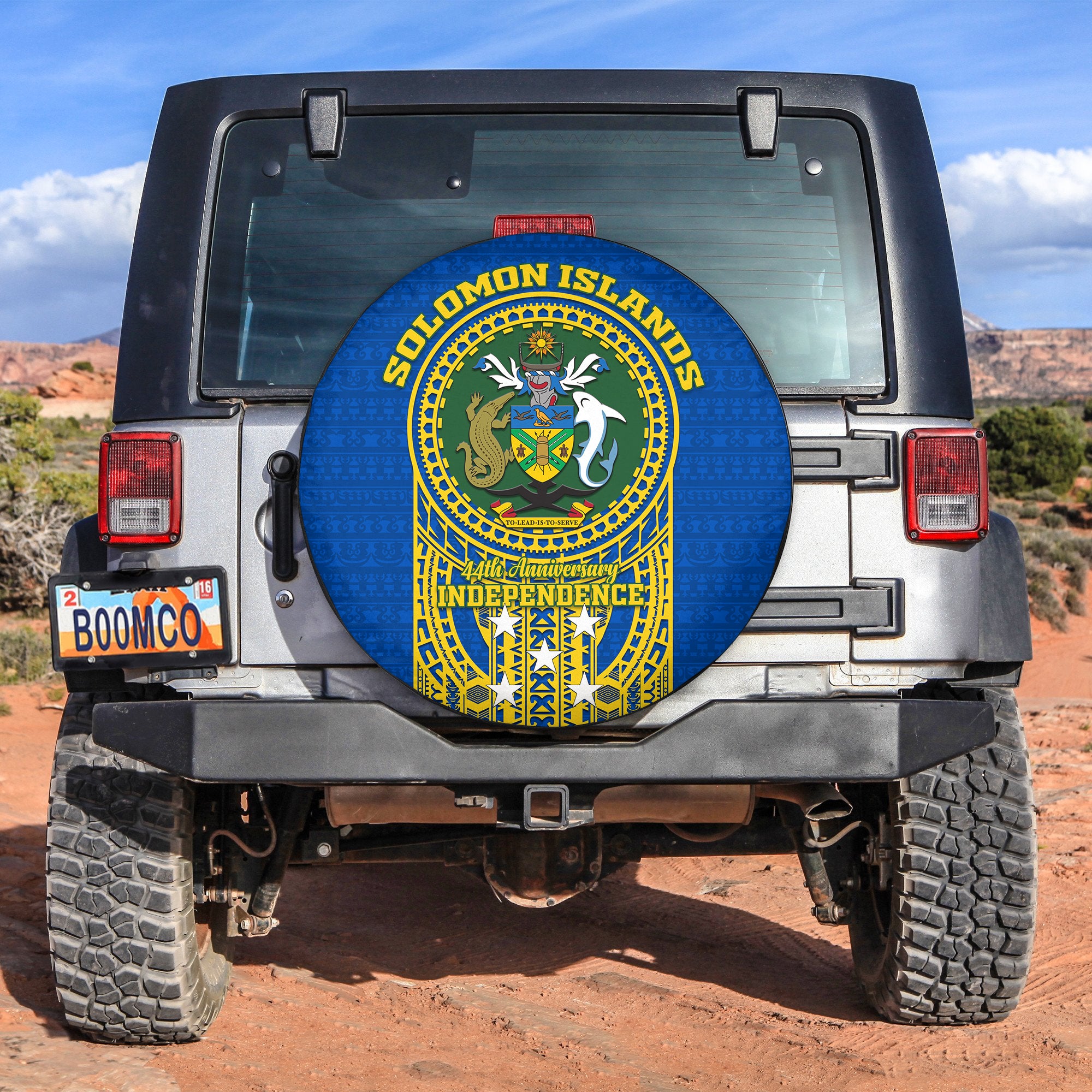Solomon Islands Independence Anniversary 44th Years Spare Car Tire - LT12 Blue - Polynesian Pride