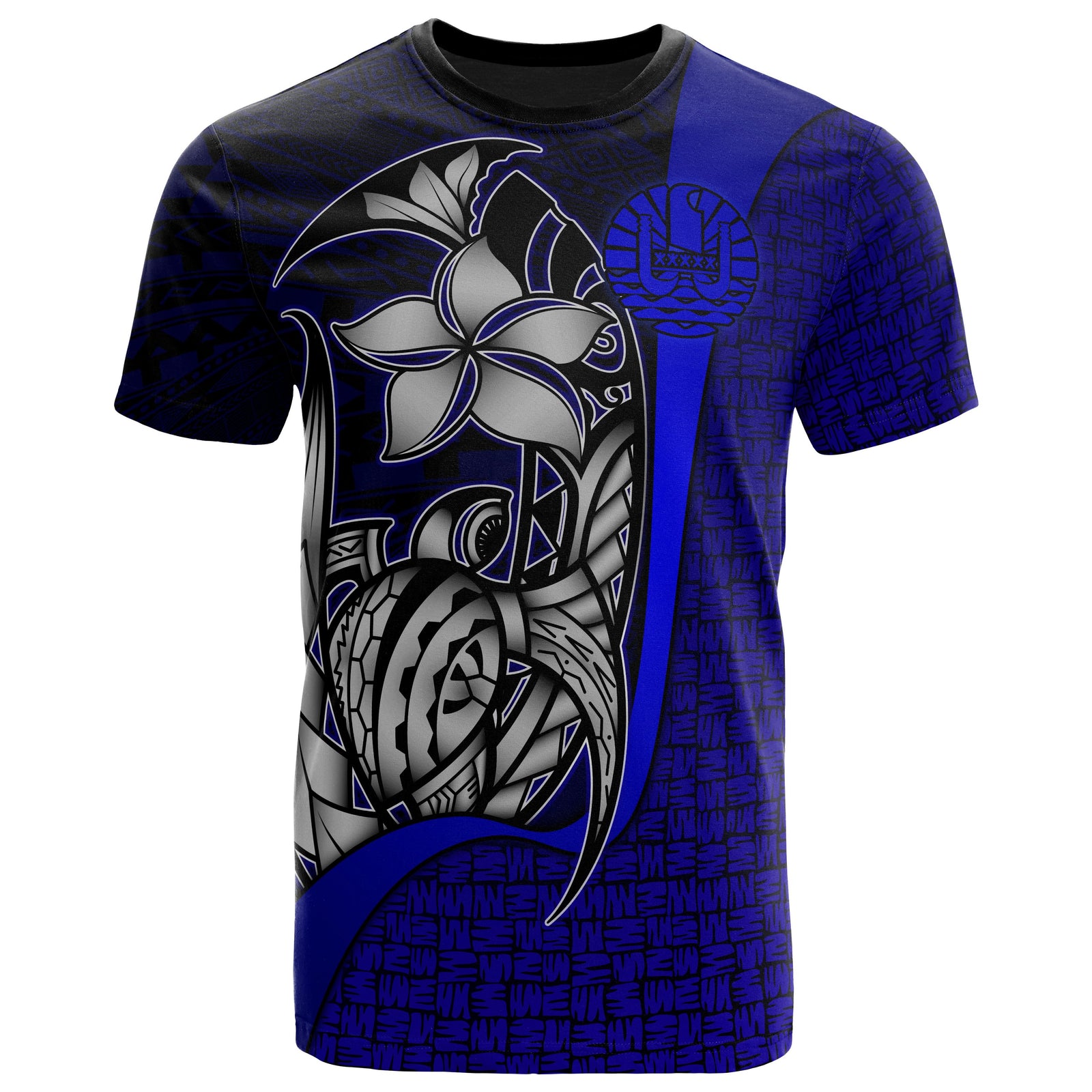 Tahiti Polynesian T Shirt Blue Turtle with Hook Unisex Blue - Polynesian Pride