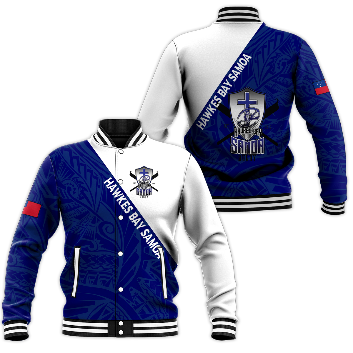 Hawkes Bay Samoa Pride Baseball Jacket - LT12 Unisex Blue - Polynesian Pride