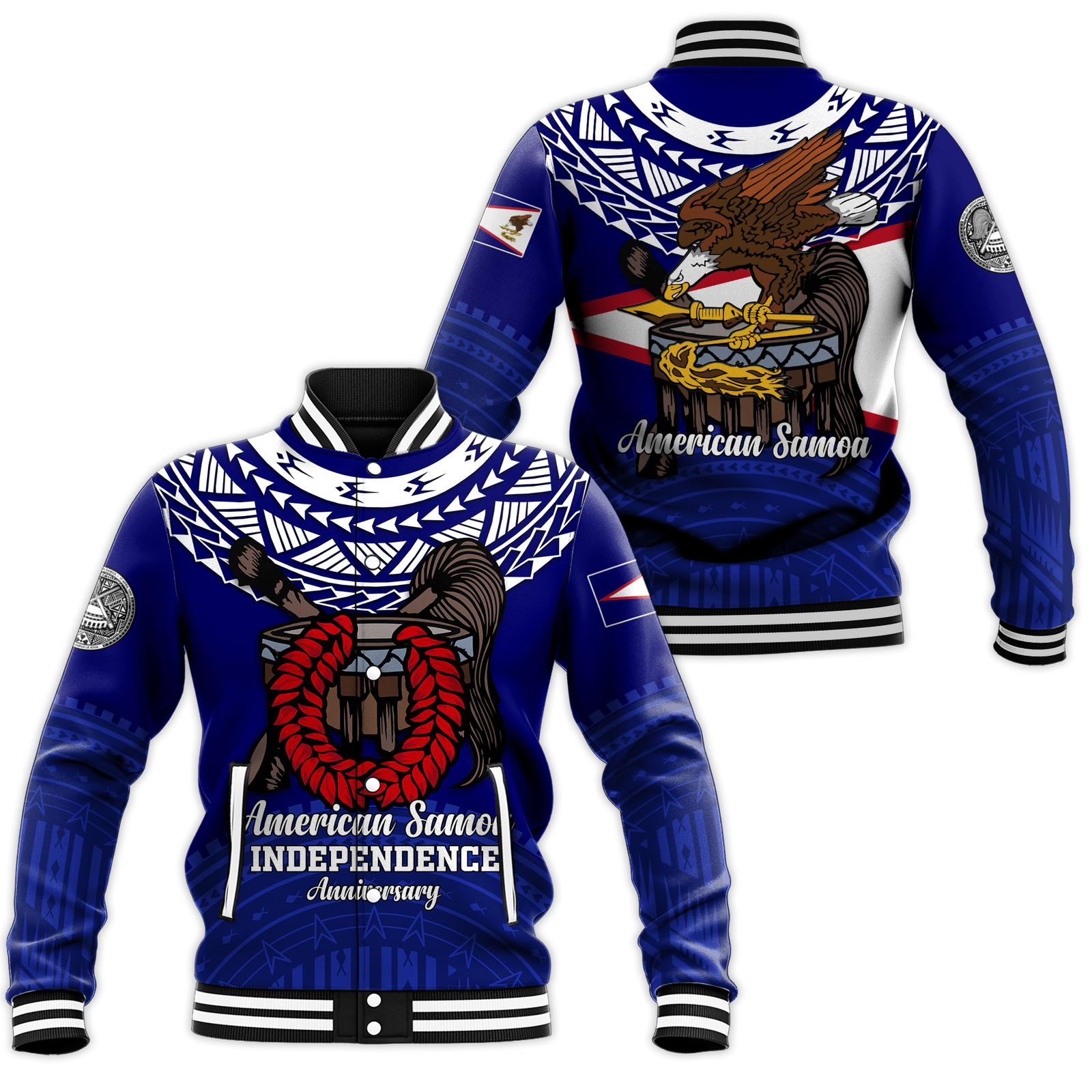 American Samoa Independence Anniversary Pride Baseball Jacket - LT12 Unisex Blue - Polynesian Pride