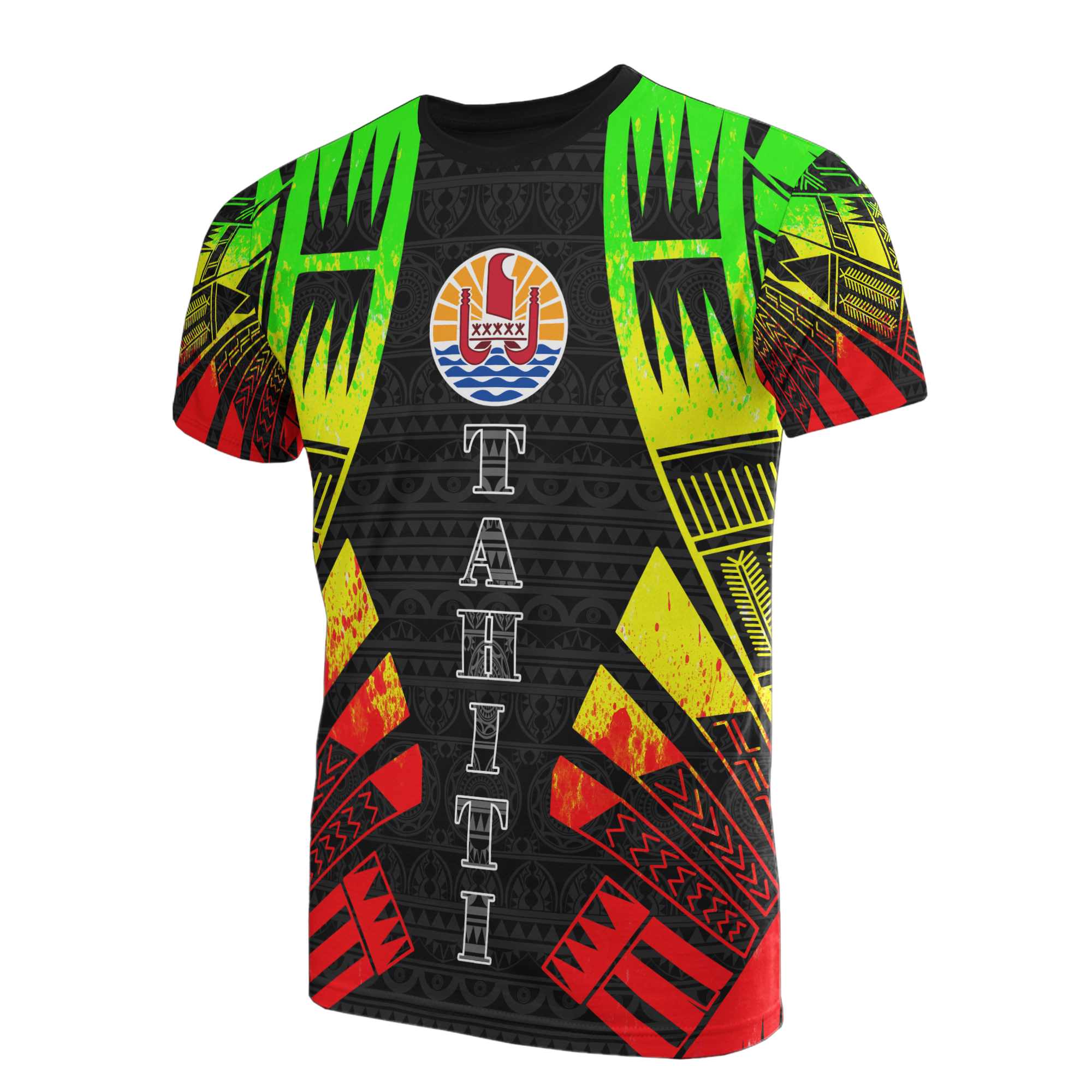 Tahiti T Shirt Tahiti Flag Polynesian Tattoo Reggae Style Unisex Reggae - Polynesian Pride