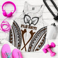 Fiji Bati Tapa Pattern Women Tank Top - LT12 White - Polynesian Pride