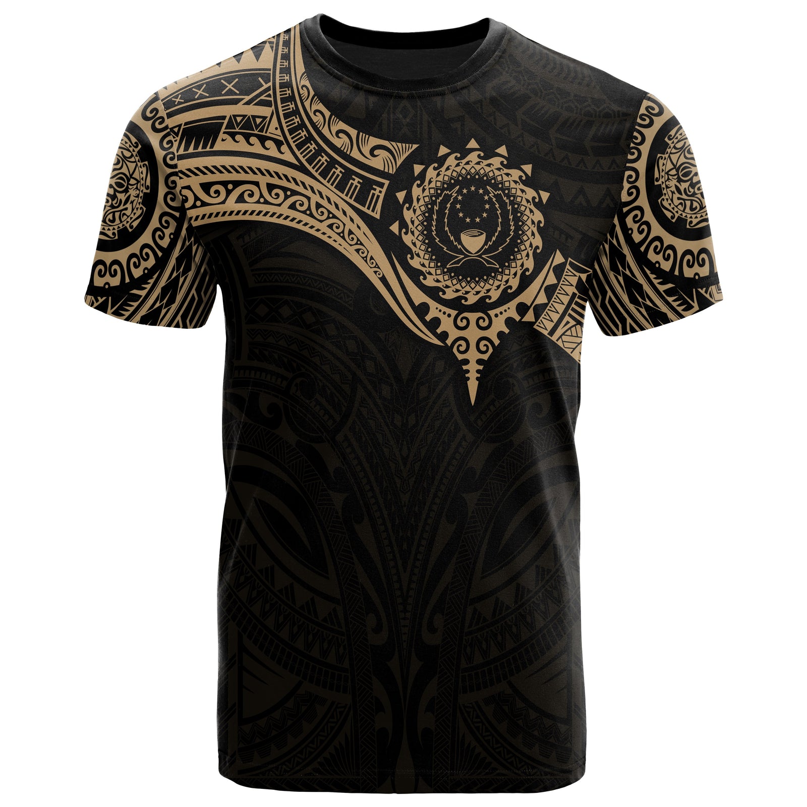 Pohnpei Micronesian T Shirt Full Color Heart Shield Unisex GOLD - Polynesian Pride